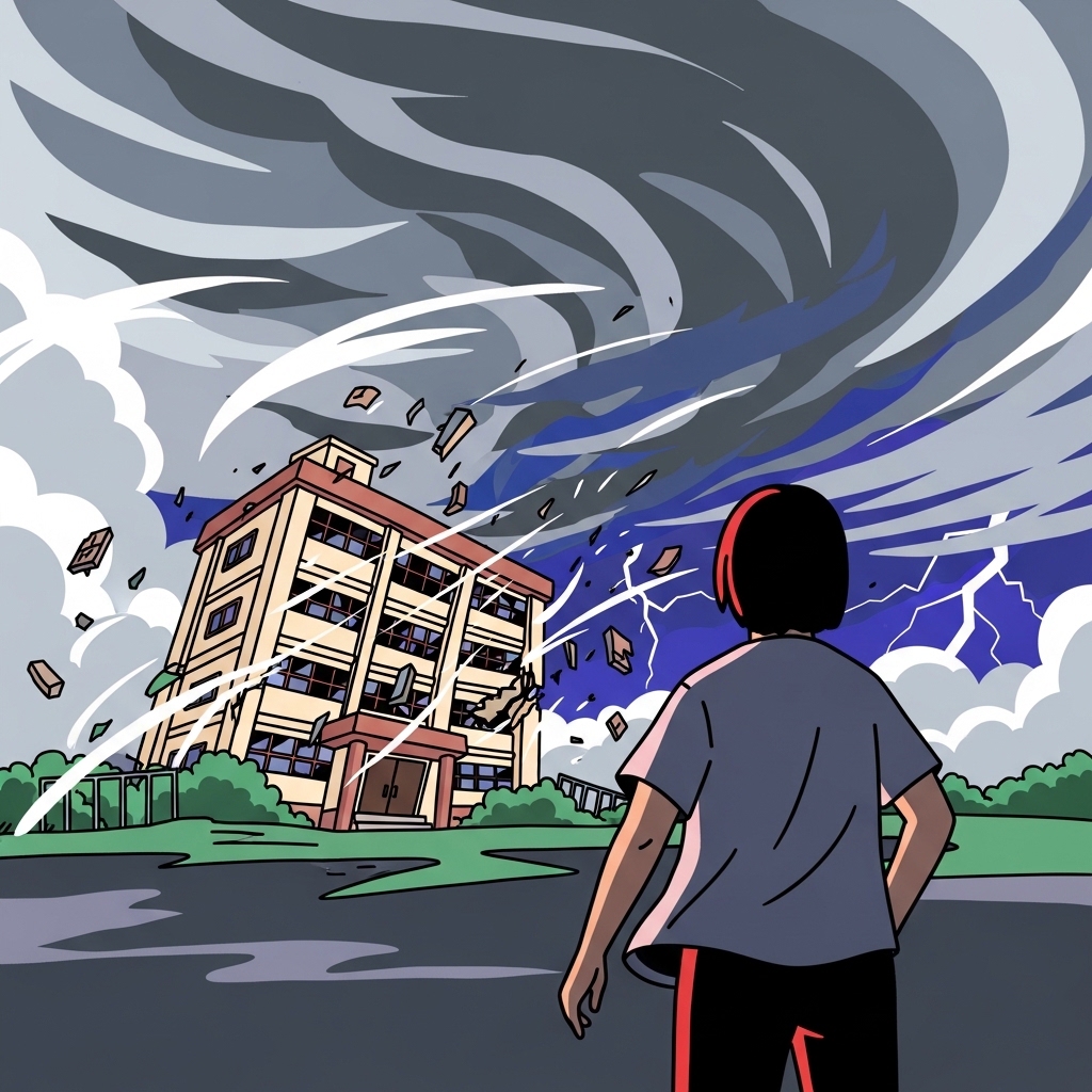 태풍이 와서 학교만 날려주고 가면 좋겠어